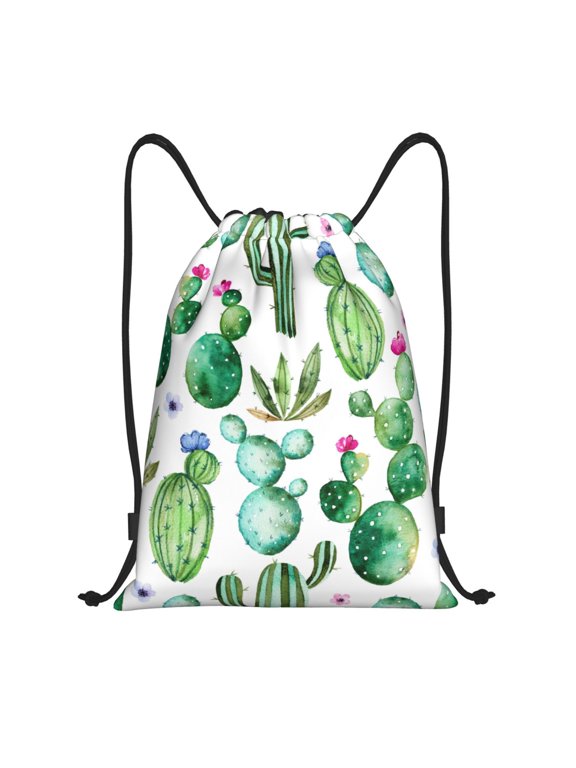 Cactus Plants1 Print Drawstring Backpack,Drawstring Bags String Backpack Gym Cinch Sack Backpack Sport Bag Draw-Medium