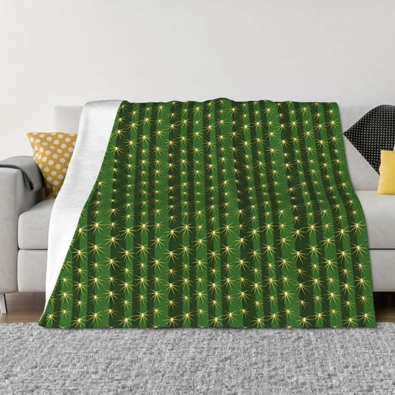 Honeii Cactus1 print throw blanket, crafted from cozy cotton flannel, offers versatile home decor as a bedding suitable for all seasons.-80"x60"