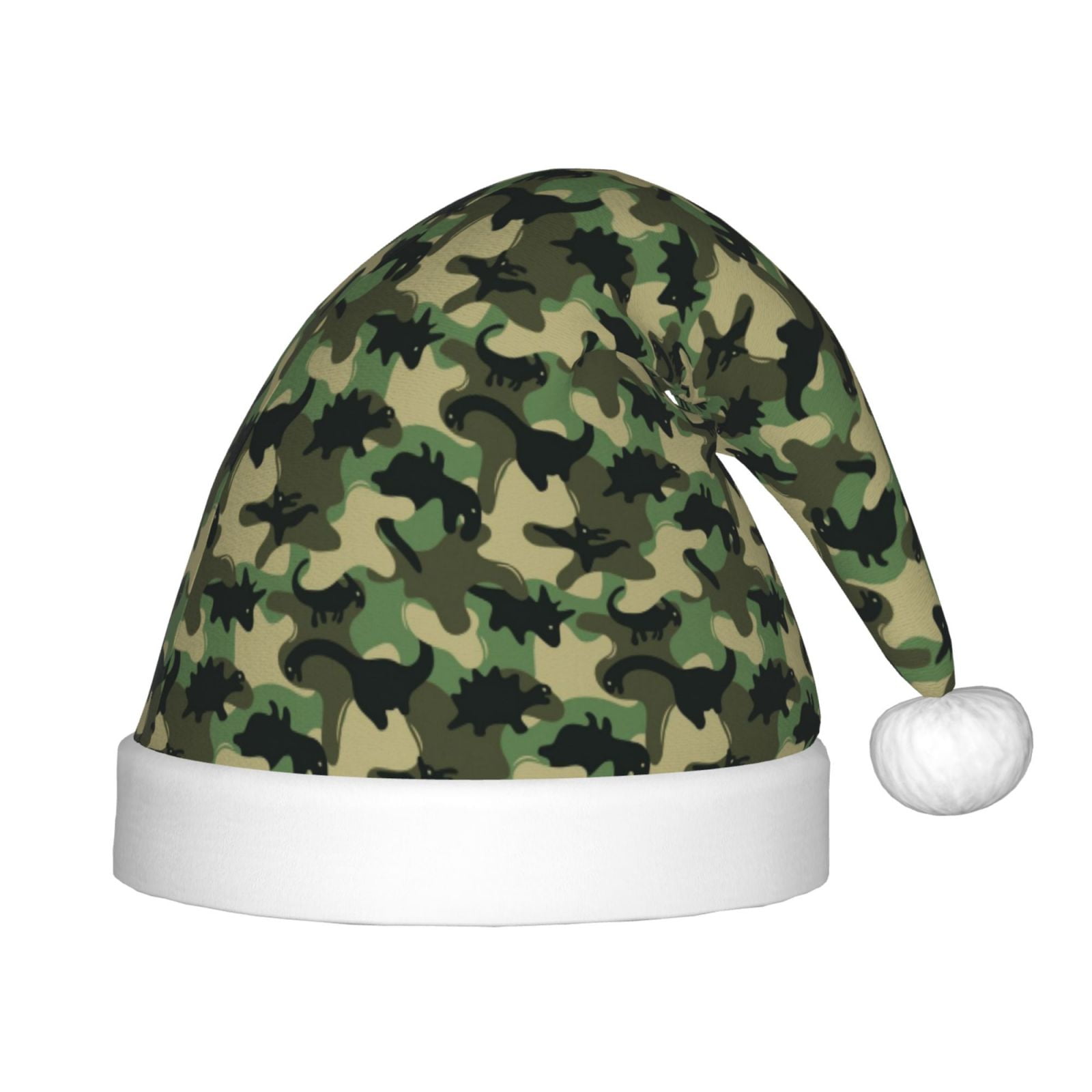 Honeii Camouflage Dinosaur Print Hat Santa Claus Hat For Xmas Party, Christmas Caps For Boys Girls Child,Christmas Beanie