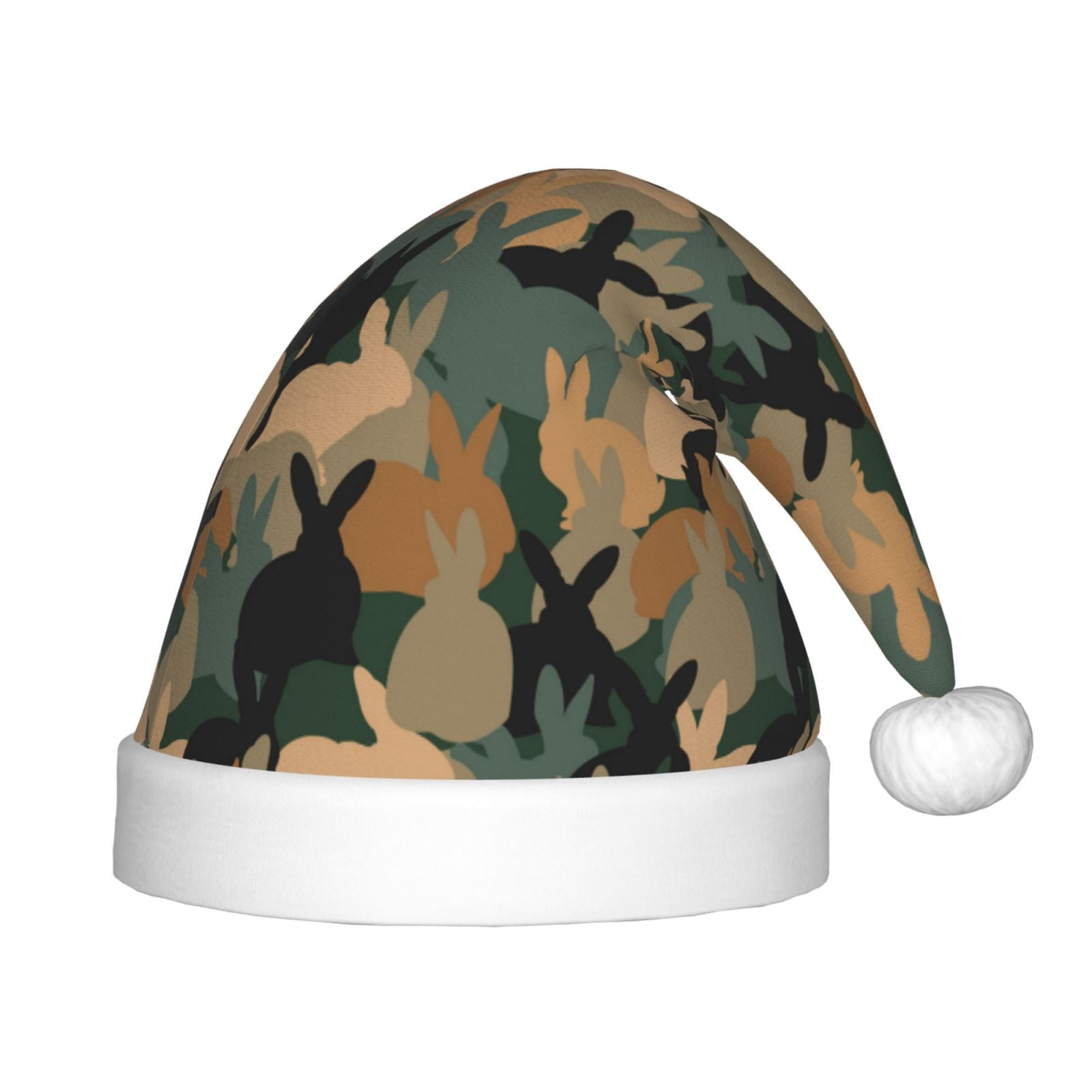 Honeii Camouflage Rabbit Print Hat Santa Claus Hat For Xmas Party, Christmas Caps For Boys Girls Child,Christmas Beanie