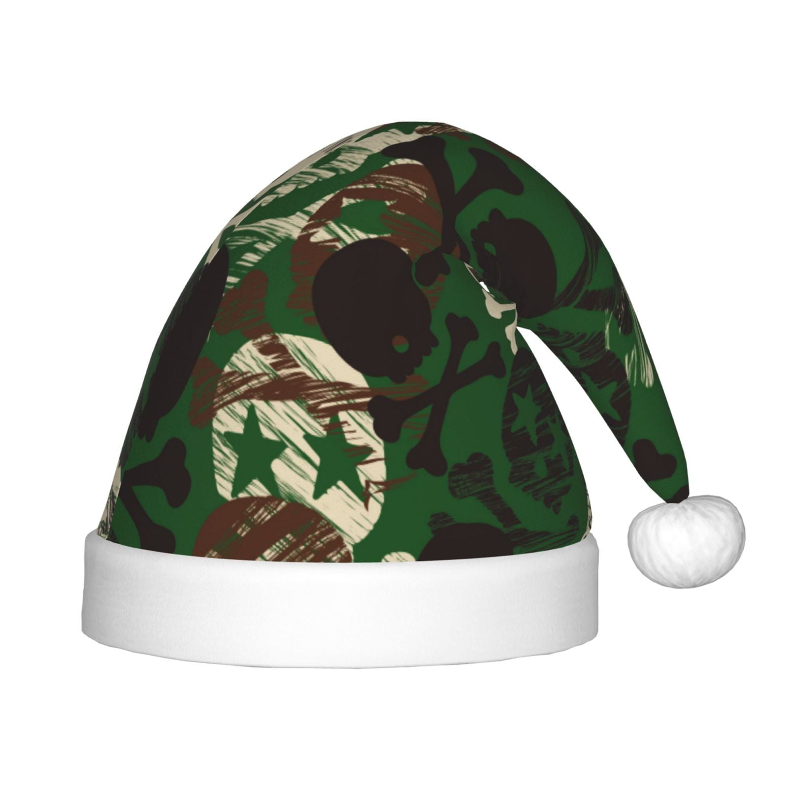 Honeii Camouflage Skull Print Hat Santa Claus Hat For Xmas Party, Christmas Caps For Boys Girls Child,Christmas Beanie