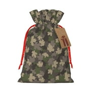 Honeii Camouflage maple Print Small Burlap Bags,Christmas Drawstring Treat Bags Gift Bags Reusable Candy Goodie Wrapping Bags for Holiday Party Favors Supplies -Small
