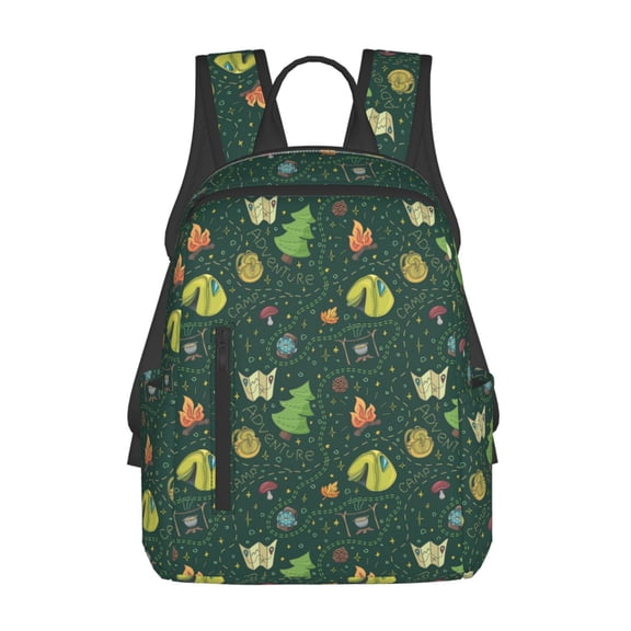 Honeii Camp In The Forest Print Lightweight Backpacks,Carry on Backpack,Durable Backpack for School, Work & Travel