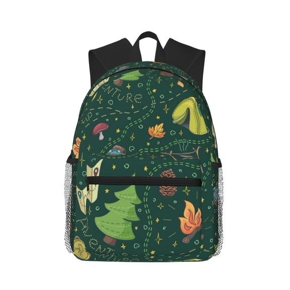 Honeii Camp In The Forest Print School Backpack,Casual Lightweight Travel Rucksack Daypack,Backpacks for College High