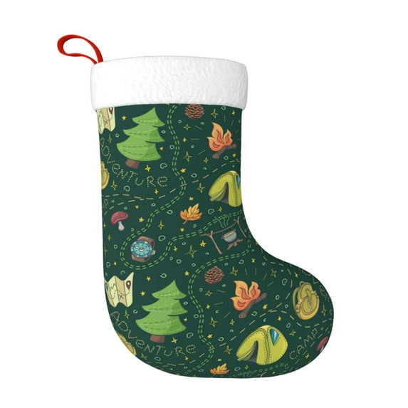Honeii Camp In The Forest for Christmas Stocking,Large Xmas Stocking,Holiday and Family Stocking for Fireplace Christmas Holiday Party Decoration