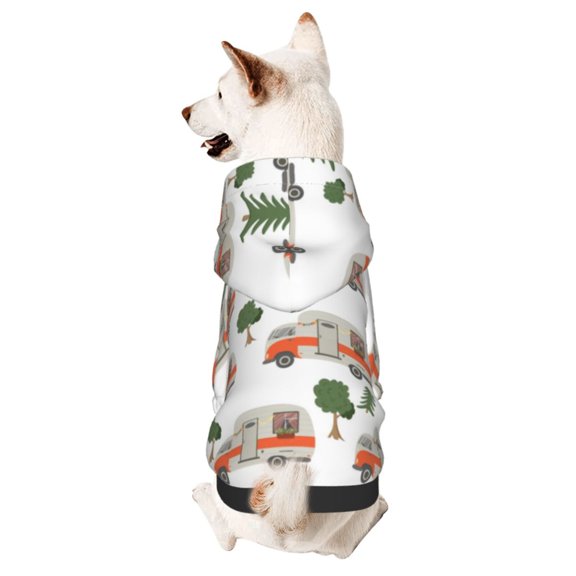 Honeii Camp Van Print Small Dog Hoodies Pet Hooded Sweatshirts Fall Winter Puppy Cat Sweaters Warm Clothes for Small Dogs Outfits Costume-Small