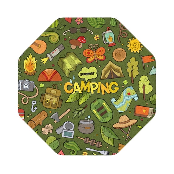 Honeii Camping 1 Print Leather Coaster Set of 6, Ideal for Safeguarding Your Furniture from Drinks Spills and Effortless Cleanup,Octagon