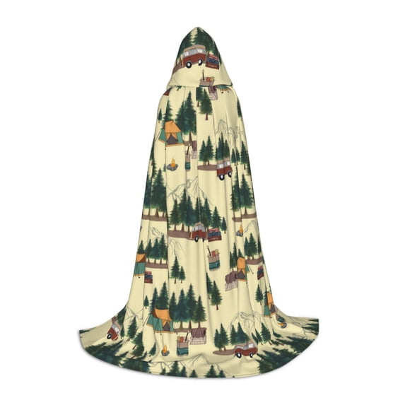 Honeii Camping Caravan 1 Print Poncho Cape, Cloak Coat, Snuggly Hooded Wearable Blanket, Hooded Cape For Teenagers,Halloween Costumes-Small