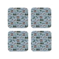 thumbnail image 1 of Honeii Camping Caravan print Leather Coaster Set of 4, ideal for safeguarding your furniture from drinks spills and effortless cleanup-Square, 1 of 6