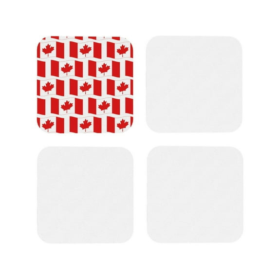 Honeii Canada print Leather Coaster Set of 4, ideal for safeguarding your furniture from drinks spills and effortless cleanup-Square