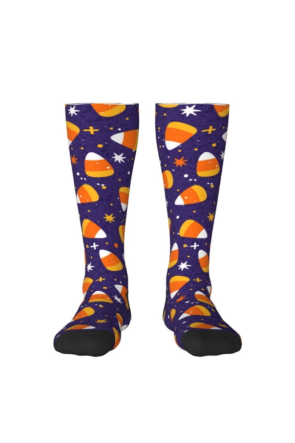 Candy Corn (2) Print Long Socks,Novelty Design Socks Gift for Men and Women,Crew Socks,Calf Socks