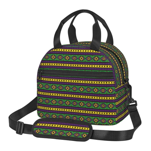 Honeii Carnival Mardi Gras Print Lunch Box,Insulated Lunch Bag,Lunch Tote Bags,Leakproof Cooler Lunch Case for Travel Work Picnic