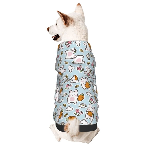 Honeii Carrot Rabbit Print Small Dog Hoodies Pet Hooded Sweatshirts Fall Winter Puppy Cat Sweaters Warm Clothes for Small Dogs Outfits Costume-Large