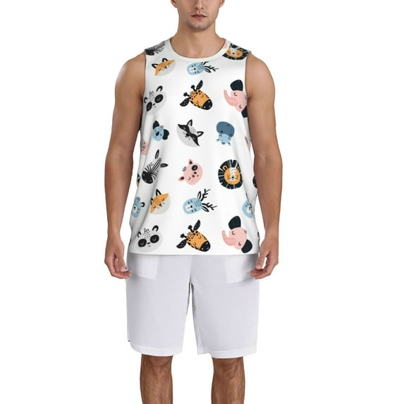 Honeii Cartoon Animals print basktball shirt for men and women, Unisex basketball jersey for Theme party-Small