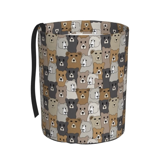 Honeii Cartoon Bear Print Waterproof Car Trash Can,Waterproof Portable Collapsible Trash Can,Garbage Container fits Most Cars,SUVs,and Trucks