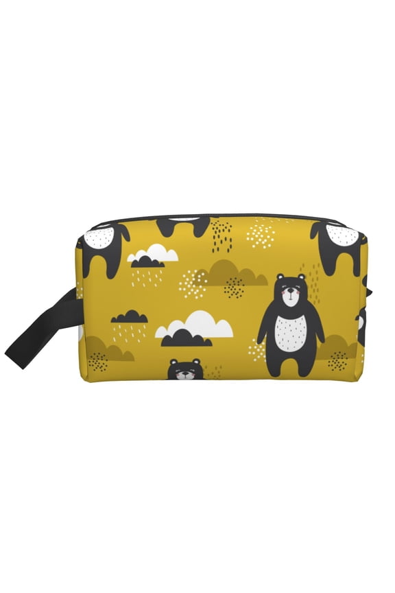 Cartoon Bear Yellow Print Multi-Purpose Storage Bag,Hanging Dopp Kit,Small Toiletry Bag for Traveling for Toiletries, Makeup, and Small Essentials