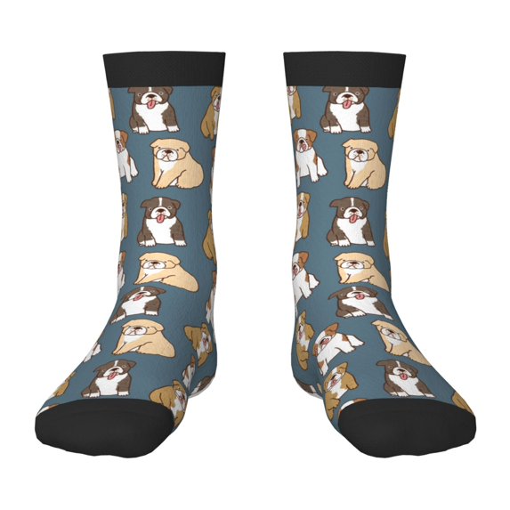 Honeii Cartoon Bulldog 1 Print Children's Colorful Socks,Unisex Kids and Toddlers' Cushioned Sock,Kids Athletic Crew Socks,for Everyday Wear and Sports