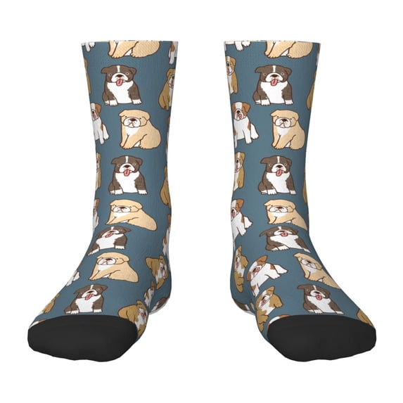 Honeii Cartoon Bulldog 1 Print Children's Colorful Socks,Unisex Kids and Toddlers' Cushioned Sock,Kids Athletic Crew Socks,for Everyday Wear and Sports