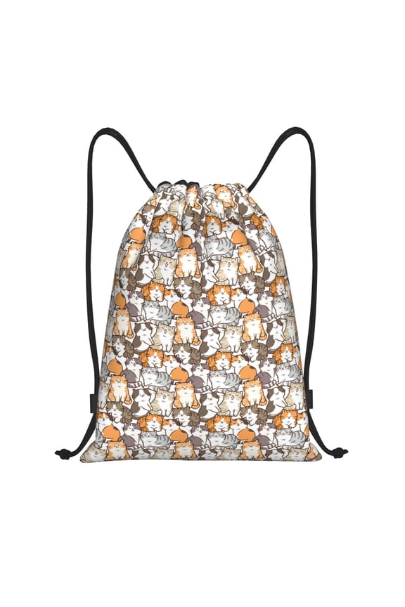 Cartoon Cat 1 Print Drawstring Backpack,Drawstring Bags String Backpack Gym Cinch Sack Backpack Sport Bag Draw-Medium