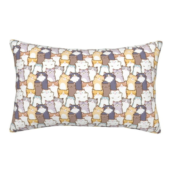 Honeii Cartoon Cat Pattern Decorative Throw Pillow Case - Elevate Your Couch, Sofa, or Bed with Stylish Home Decor(No pillow core)-20"x30"