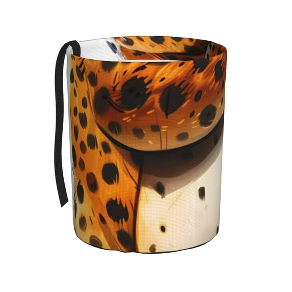 Honeii Cartoon Cheetah With Attitude Print Waterproof Car Trash Can,Waterproof Portable Collapsible Trash Can,Garbage Container fits Most Cars,SUVs,and Trucks