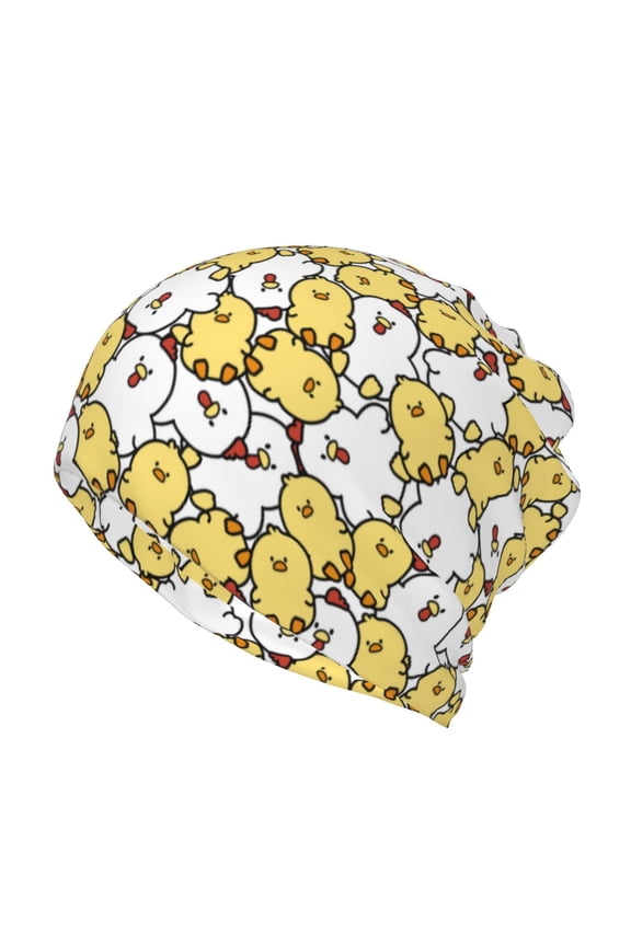 Cartoon Chicken Print Winter Beanie Daily Hat - Thermal Polar Fleece Ski Running Hat Skull Cap for Men and Women,Beanie
