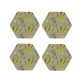 thumbnail image 1 of Honeii Cartoon Corn and Wheat Print Leather Coaster Set of 4, Ideal for Safeguarding Your Furniture from Drinks Spills and Effortless Cleanup-Hexagon, 1 of 6
