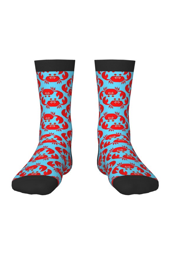 Cartoon Crabs Print Children's Colorful Socks,Unisex Kids and Toddlers' Cushioned Sock,Kids Athletic Crew Socks,for Everyday Wear and Sports