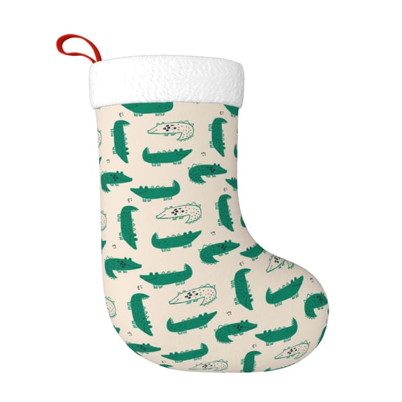 Honeii Cartoon Crocodile for Christmas Stocking,Large Xmas Stocking,Holiday and Family Stocking for Fireplace Christmas Holiday Party Decoration