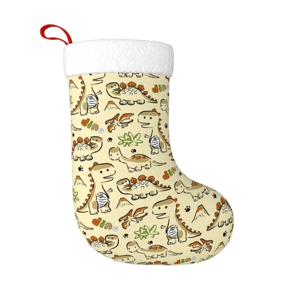 Honeii Cartoon Dinosaurs for Christmas Stocking,Large Xmas Stocking,Holiday and Family Stocking for Fireplace Christmas Holiday Party Decoration