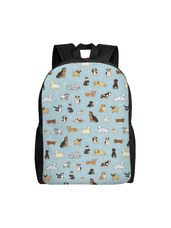 Cartoon Doodle Puppy Print Laptop Backpack for Work, College, Travel, Daily Backpacks for Men Women, Sport Rucksack,Computer Bag