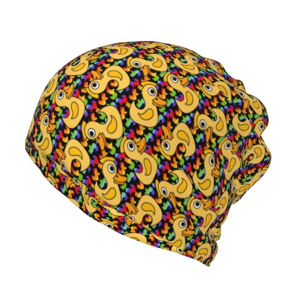 Honeii Cartoon Ducks Print Winter Beanie Daily Hat - Thermal Polar Fleece Ski Running Hat Skull Cap for Men and Women,Beanie