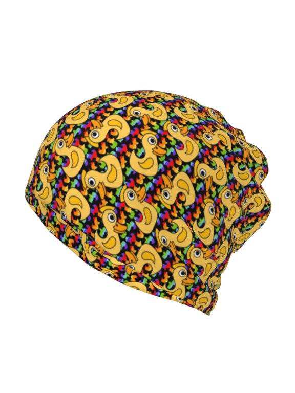 Cartoon Ducks Print Winter Beanie Daily Hat - Thermal Polar Fleece Ski Running Hat Skull Cap for Men and Women,Beanie