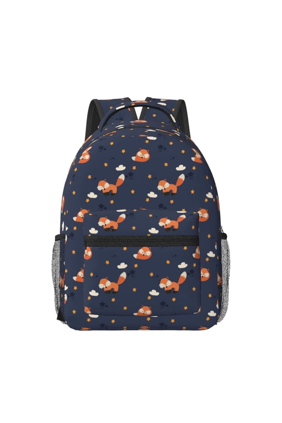 Cartoon Fox Print Backpack for School,15.6 inch Laptop Back Pack for High School and College Students, Waterproof Computer Bookbag-One Size
