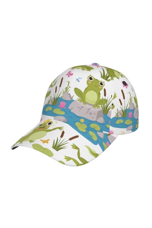 Cartoon Frogs Print Hat, Women's Baseball Hat Unisex Fit, Baseball Cap,Adjustable One Size