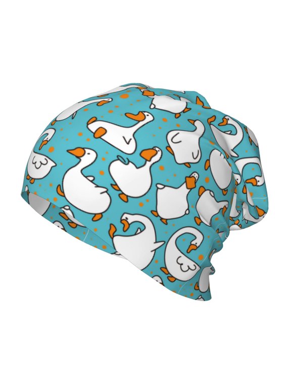 Cartoon Funny Goose Print Kids Knit Beanie Watch Hat ,Knit Cap for Boys and Girls