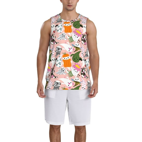 Honeii Cartoon Halloween print basktball shirt for men and women, Unisex basketball jersey for Theme party-3X-Large