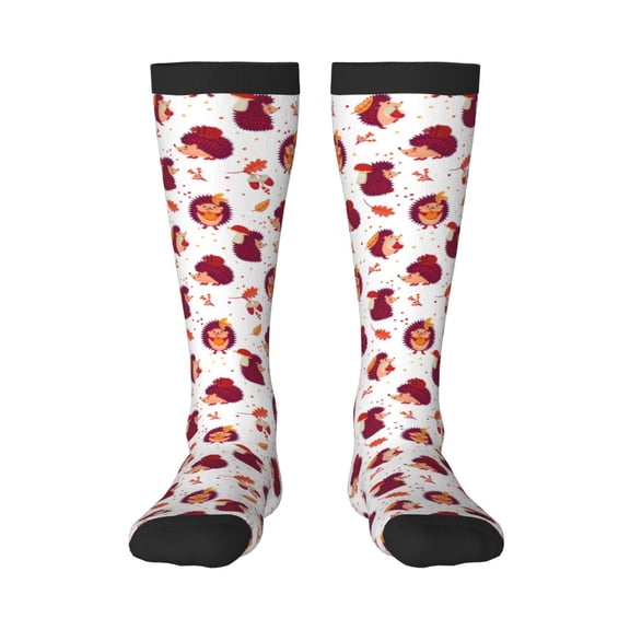 Honeii Cartoon Hedgehogs Print Long Socks,Novelty Design Socks Gift for Men and Women,Crew Socks,Calf Socks