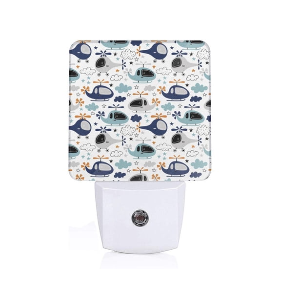 Honeii Cartoon Helicopters Print LED Night Light with Light Sensor, Night Lights Plug Into Wall,Ideal for Bedrooms and Hallways-US