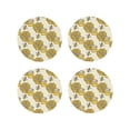 thumbnail image 1 of Honeii Cartoon Honey Pot Bee Sunflower print Leather Coaster Set of 4, ideal for safeguarding your furniture from drinks spills and effortless cleanup-Round Shape, 1 of 6