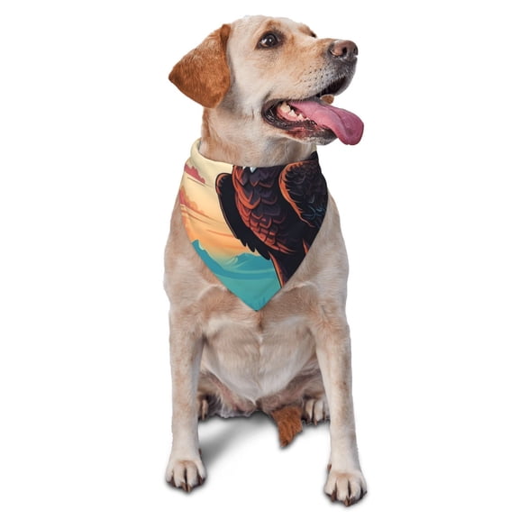 Honeii Cartoon Iceberg Bald Eagle print Pet Bandanaa stylish triangle accessory perfect for small to large dogs, puppies, and even cats