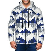 Honeii Cartoon Iceberg Polar Bear Print Hoodies for Men, Pullover & Full Zip, Breathable Zip up Hoodie, Sweatshirt-Small