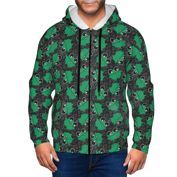 Honeii Cartoon Kawaii Frogs Print Hoodies for Men, Pullover & Full Zip, Breathable Zip up Hoodie, Sweatshirt-XX-Large