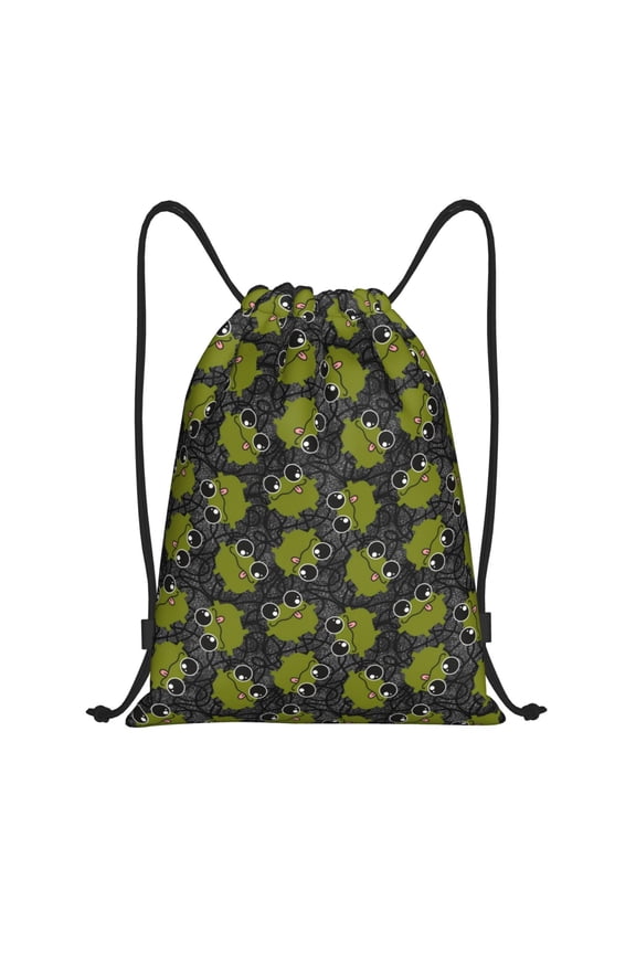 Cartoon Kawaii Frogs1 Print Drawstring Backpack,Drawstring Bags String Backpack Gym Cinch Sack Backpack Sport Bag Draw-Medium