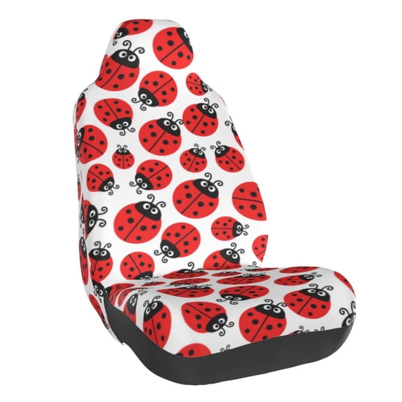Honeii Cartoon Ladybug Print Car Seat Cover,Car Interior Covers,Universal Fit Seat Protector, Compatible with Most Cars, SUVs, Trucks, and Vans