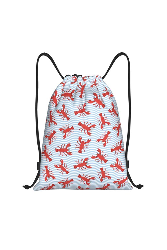 Cartoon Lobsters 1 Print Drawstring Backpack,Drawstring Bags String Backpack Gym Cinch Sack Backpack Sport Bag Draw-Small