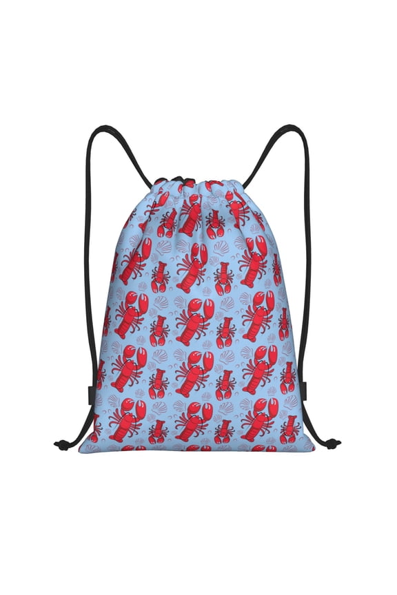 Cartoon Lobsters 2 Print Drawstring Backpack,Drawstring Bags String Backpack Gym Cinch Sack Backpack Sport Bag Draw-Medium