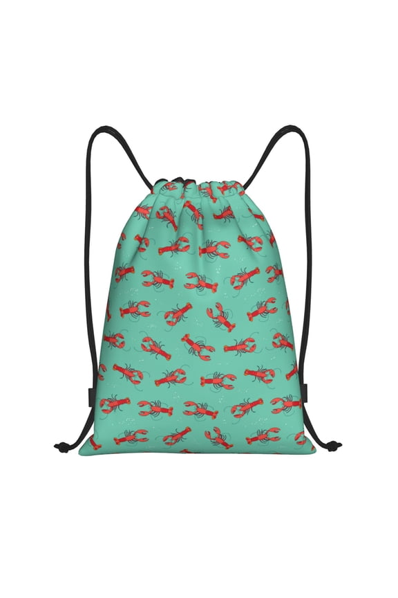 Cartoon Lobsters 4 Print Drawstring Backpack,Drawstring Bags String Backpack Gym Cinch Sack Backpack Sport Bag Draw-Small