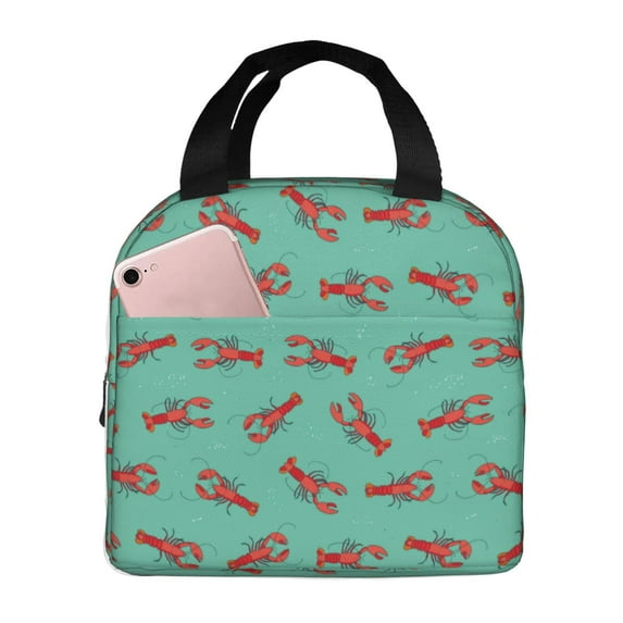 Honeii Cartoon Lobsters 4 Print Lunch Bag Women, Lunch Box Lunch Bag for Women Adult Men, Small Leakproof Cute Lunch Tote Large Capacity Reusable