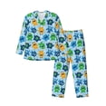 thumbnail image 1 of Honeii Cartoon Monster Pattern Mens Pajamas Set,2pcs Men's Lounge Long Sleeve Sleep Shirt and Pajama Bottoms Sleepwear Set,Mens Pjs Sets-Medium, 1 of 7